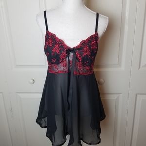 Black Red Lingerie Large Baby Doll Nightie